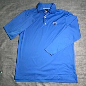 FootJoy Performance Mens Long Sleeve Blue Golf Polo Shirt wicking Size L Large